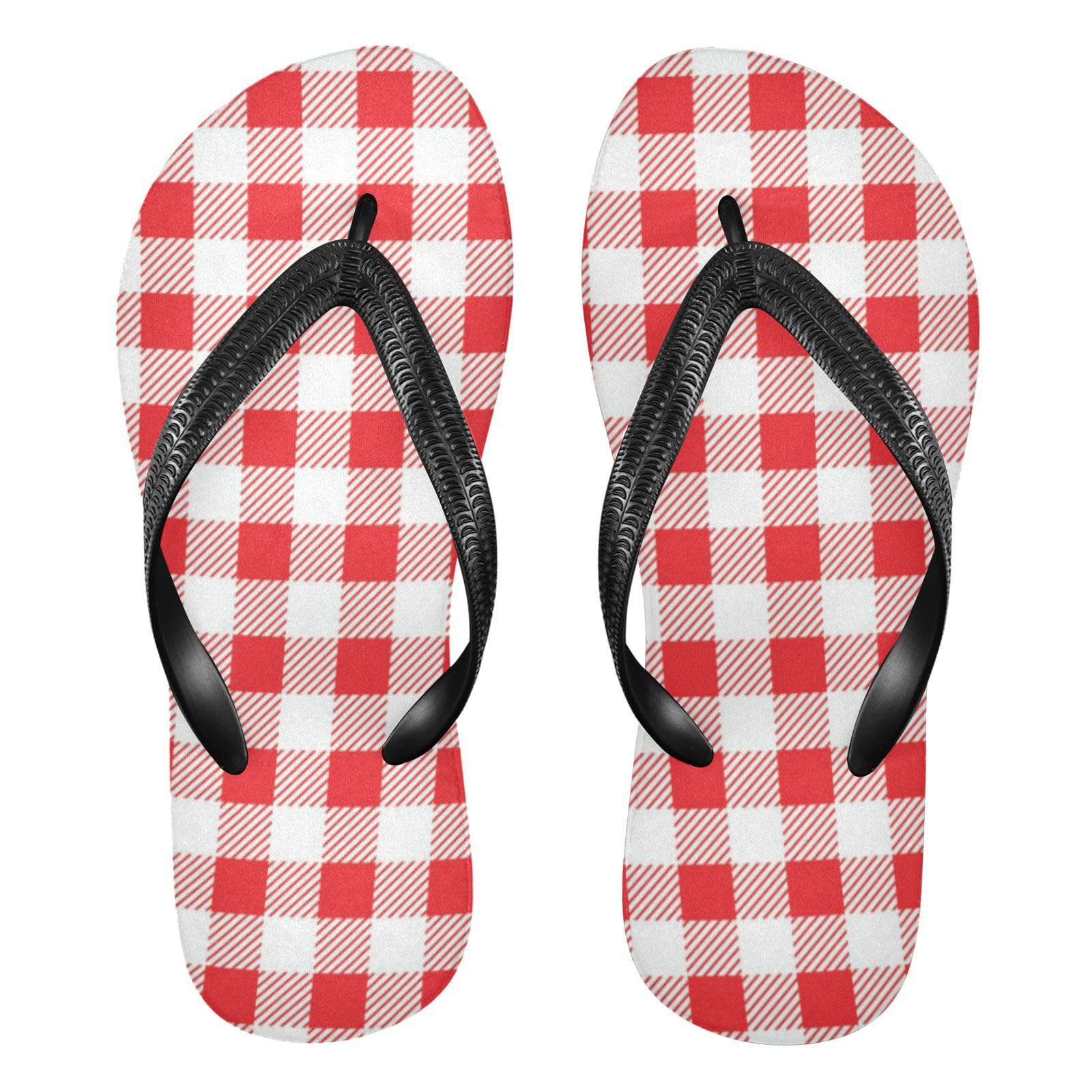 Amazon.com: Red White Tartan Check Womens Flip Flops Pink Buffalo